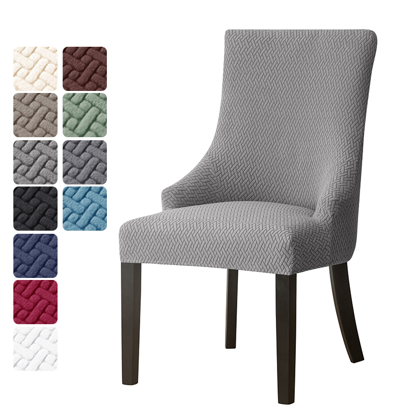 Chairs - 1PC ストレッチダイニングチェアカバージャカードスパンデックス椅子カバー弾性ハイバック傾斜アームチェアカバーホテルのキッチン用