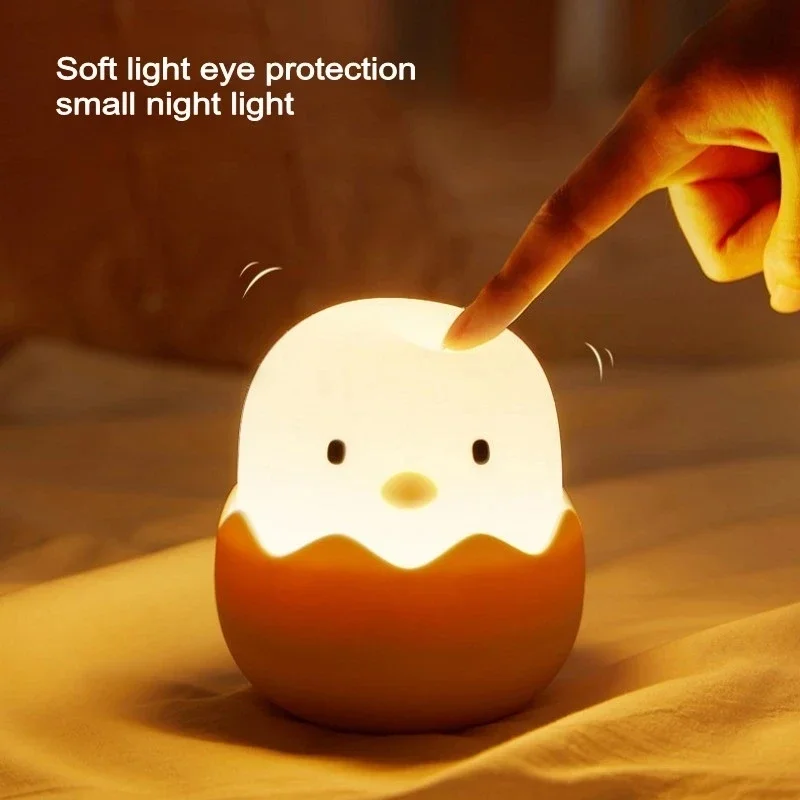 Floating Nightstand With Led Light - Led 子供タッチナイトライトソフトシリコーン USB 充電式寝室の装飾ギフト動物の卵の殻ひよこベッドサイドランプベビーライト