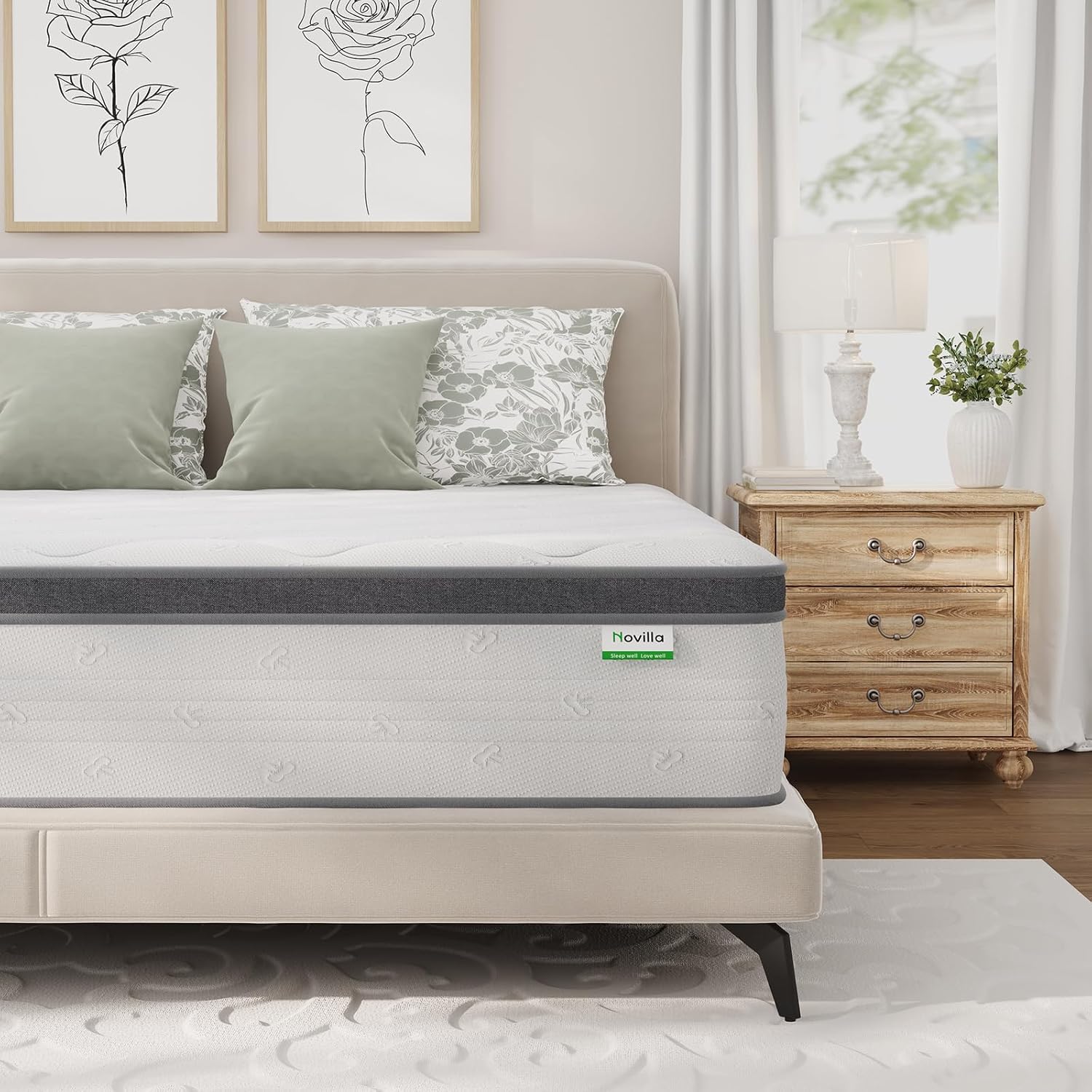 Memory Foam Mattress In A Box Queen - クイーンサイズマットレス、厚さ14インチ、箱入りハイブリッドクイーンサイズベッド、圧迫を軽減し、体をしっかりと支えるフォームピロートップマットレス、柔らかく、それでいて適度なサポート力がある。