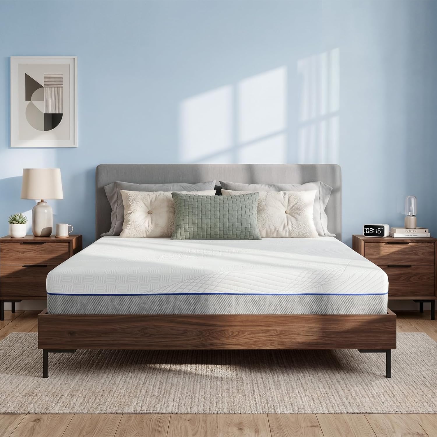 Memory Foam Mattress In A Box Queen - クイーンサイズのマットレス、厚さ12インチのメモリーフォーム、箱入り、中程度の硬さ。