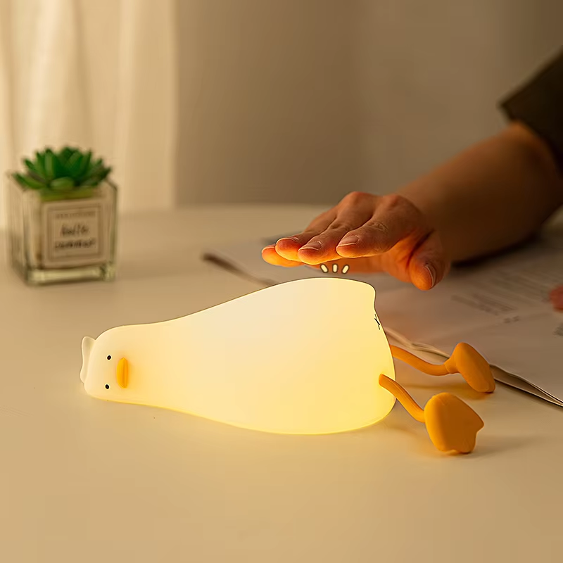 Floating Nightstand With Led Light - アヒル型充電式LEDナイトライト、シリコン製ランプ、ベッドサイド用漫画風キュートな子供用ナイトライト、家の部屋の装飾、誕生日プレゼント