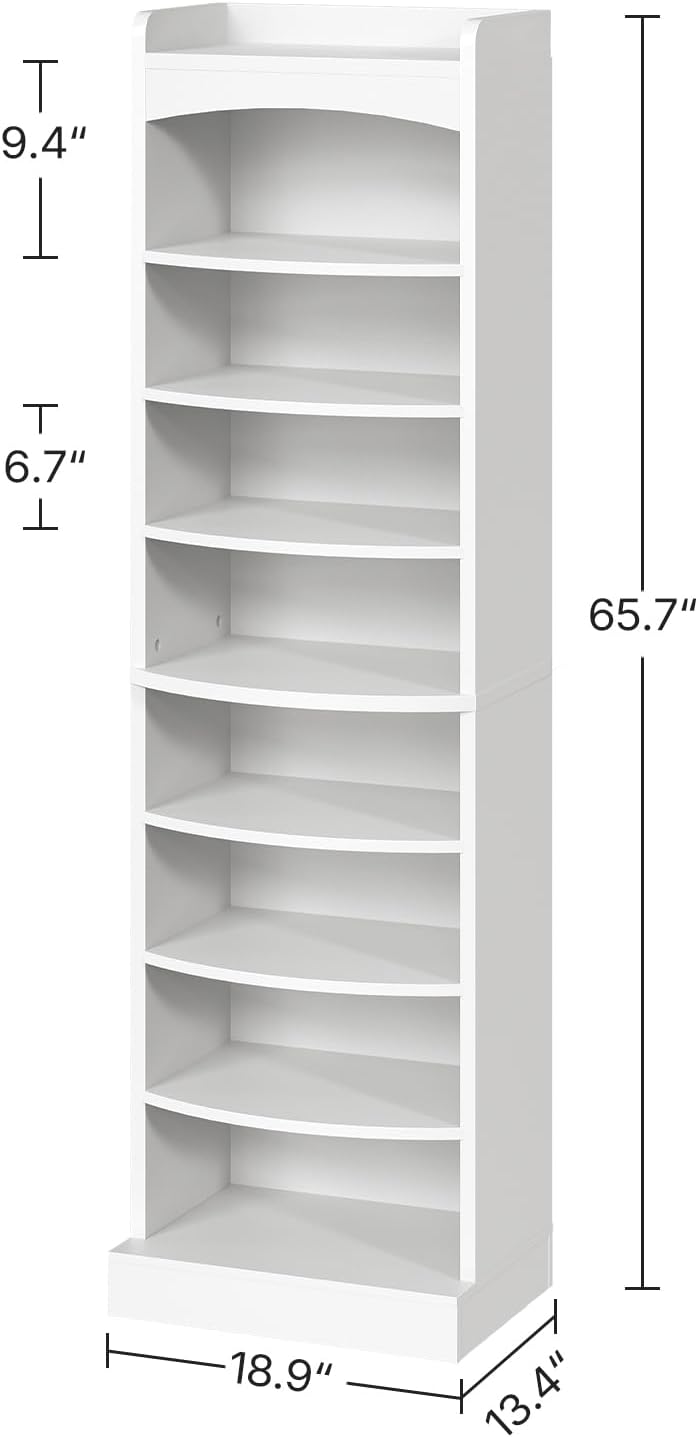 高さのある9段式の木製シューズラック。取り外し可能な棚付きで - Shoe Rack Cabinet Narrow Entryway のレビューと価格