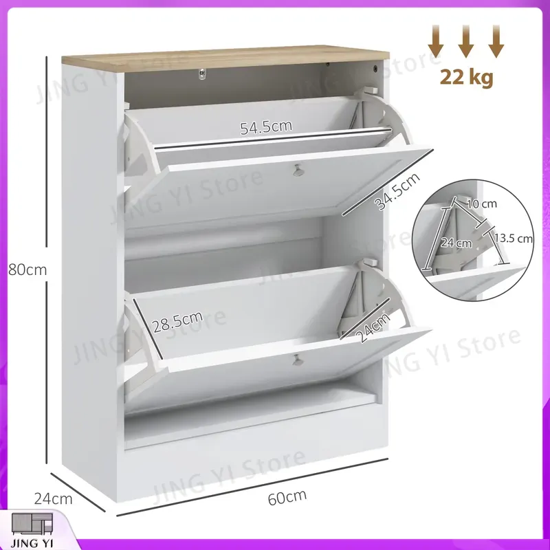 狭いスペース用の白い収納オーガナイザー、2つのフリップドロワ - Shoe Rack Cabinet Narrow Entryway のレビューと価格