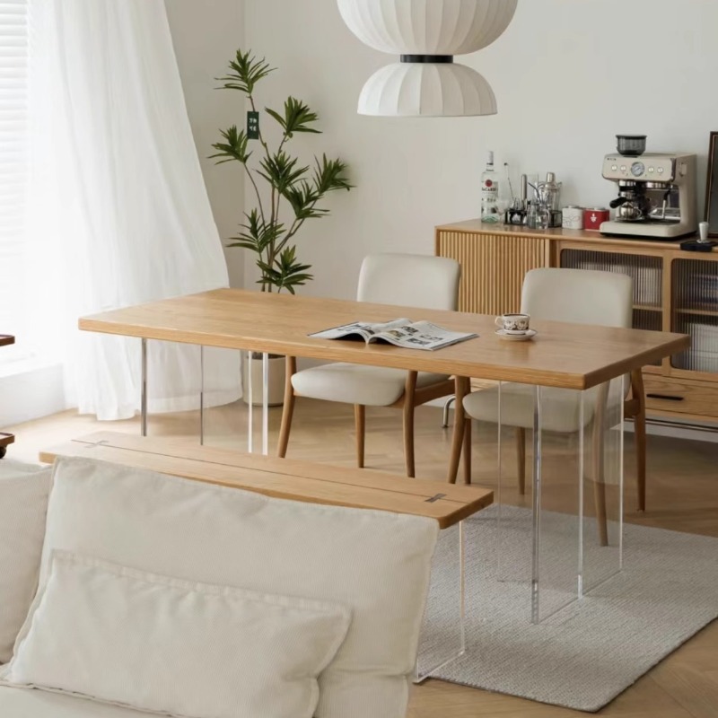 イタリア製アクリル無垢材フローティングテーブルモダンシンプル - Tables のレビューと価格