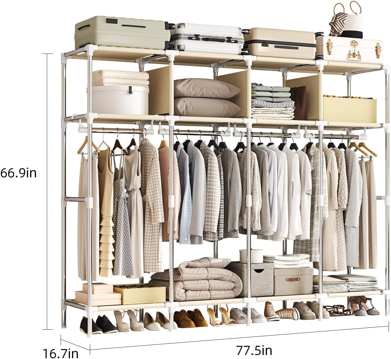79インチの超ワイドウォークイン式ポータブルワードローブ、大 - Wardrobe Closet Portable Fabric Cover のレビューと価格