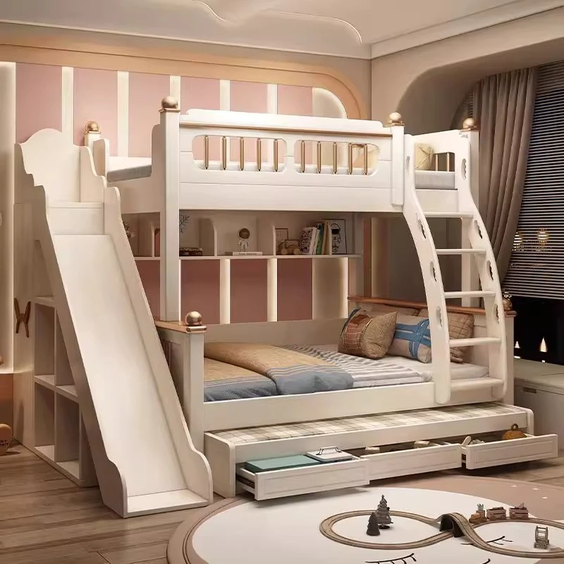135x190cm木製マットレス付き二段ベッド、スライド式は - King Size Bed Frame With Storage Drawers のレビューと価格