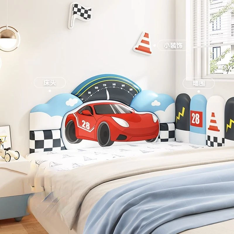 男の子向け、漫画の車をモチーフにした、柔らかい素材の壁掛け式 - Headboard Cushion Backrest Tatami のレビューと価格