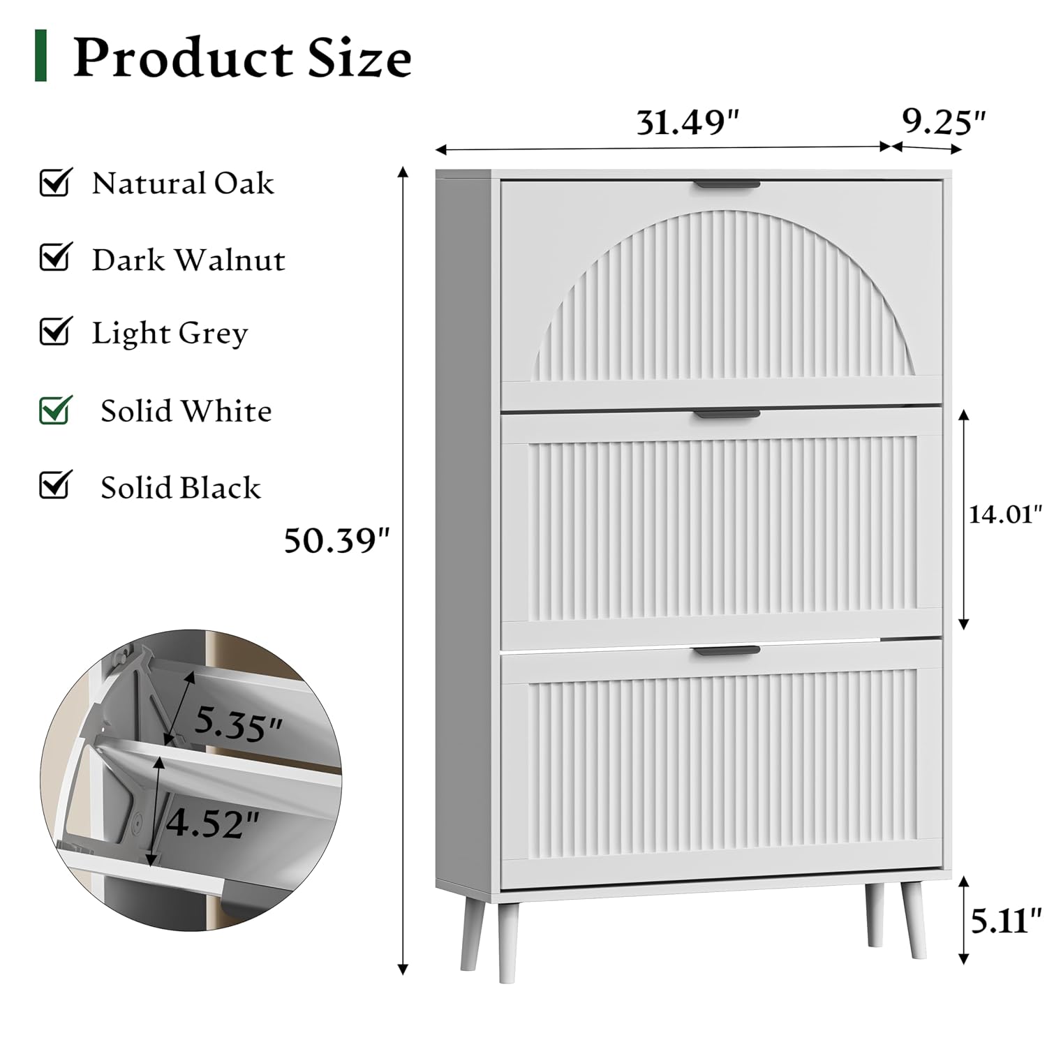 シューズキャビネット 3つのフリップドロワー、高さ50インチ - Shoe Rack Cabinet Narrow Entryway のレビューと価格