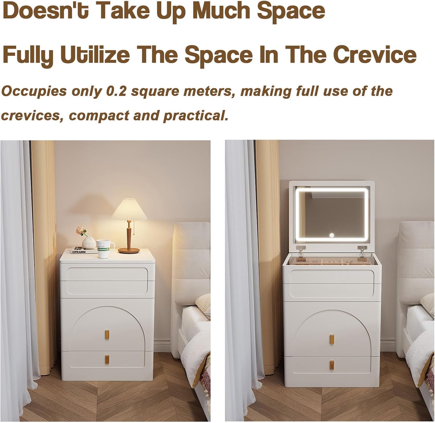 鏡と照明付きの3in1ドレッサーデスク、引き出しとキャビネッ - Dressing Table Vanity With Lighted Mirror のレビューと価格