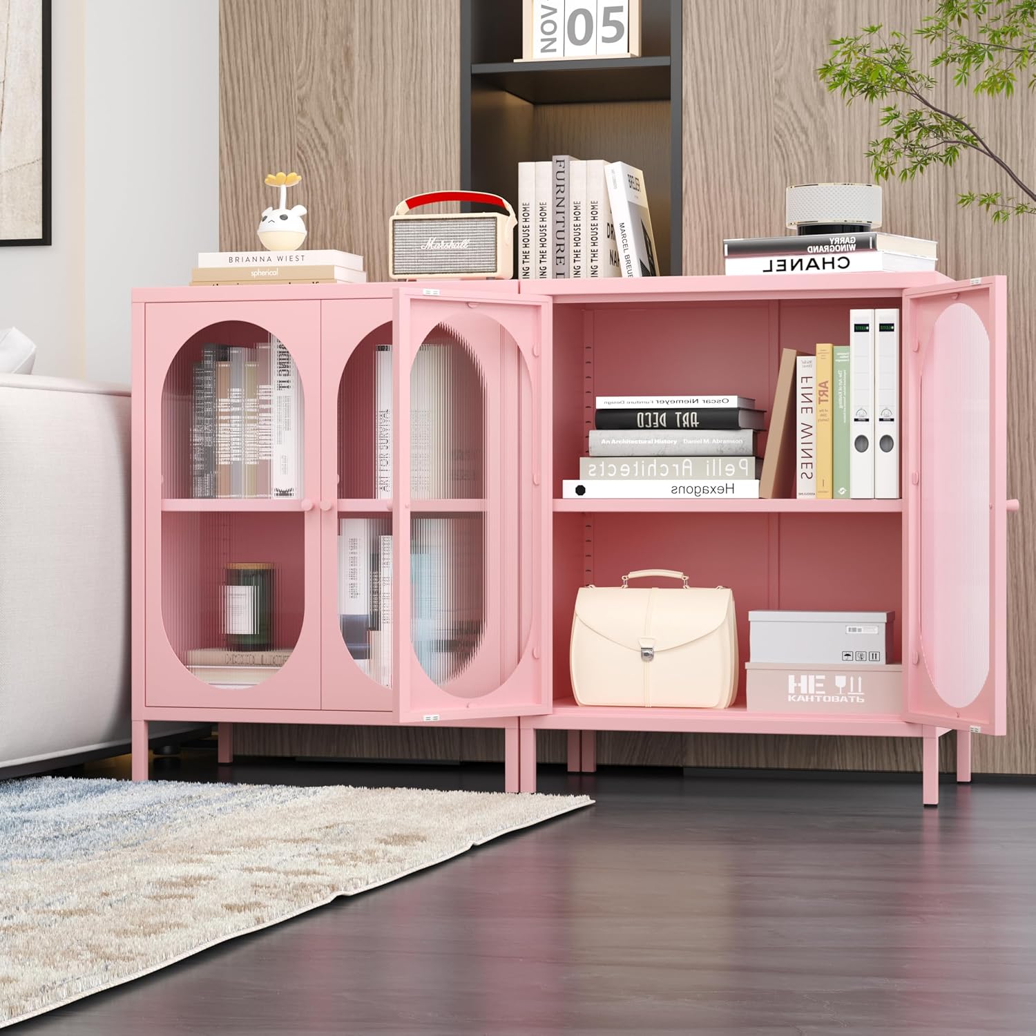 小型の透明扉付き金属製収納キャビネット。部屋、玄関、廊下、キ - Storage のレビューと価格