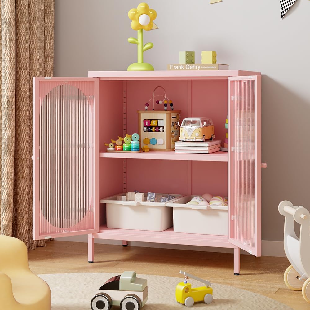 小型の透明扉付き金属製収納キャビネット。部屋、玄関、廊下、キ - Storage のレビューと価格
