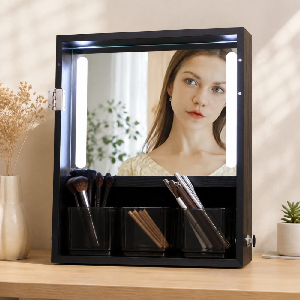 鍵付き自立型ジュエリーアルモア、全身鏡と引き出し付き、キャス - Full Length Mirror Jewelry Armoire のレビューと価格