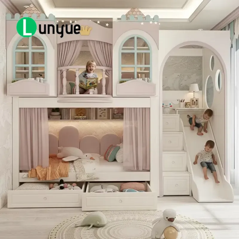 アンケ社製、階段付きスライド付きのカスタムメイドのプリンセス - Bunk Bed With Stairs And Slide のレビューと価格
