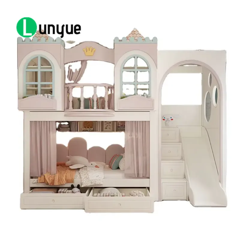 アンケ社製、階段付きスライド付きのカスタムメイドのプリンセス - Bunk Bed With Stairs And Slide のレビューと価格