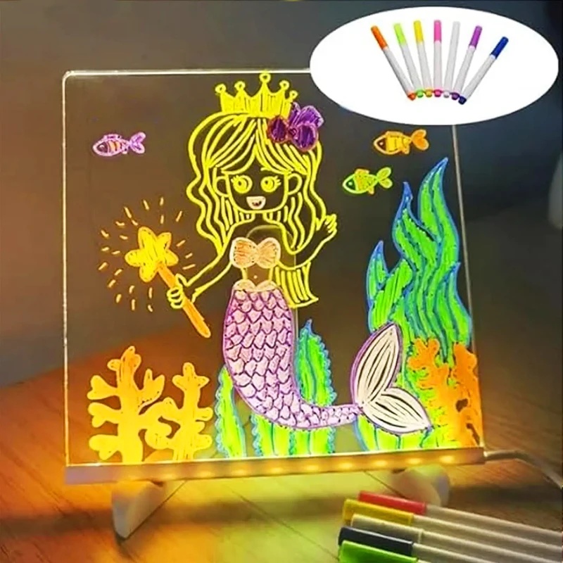 LEDライト付きメモボード、カラフルな7本のペン付き、DIY - Floating Nightstand With Led Light のレビューと価格