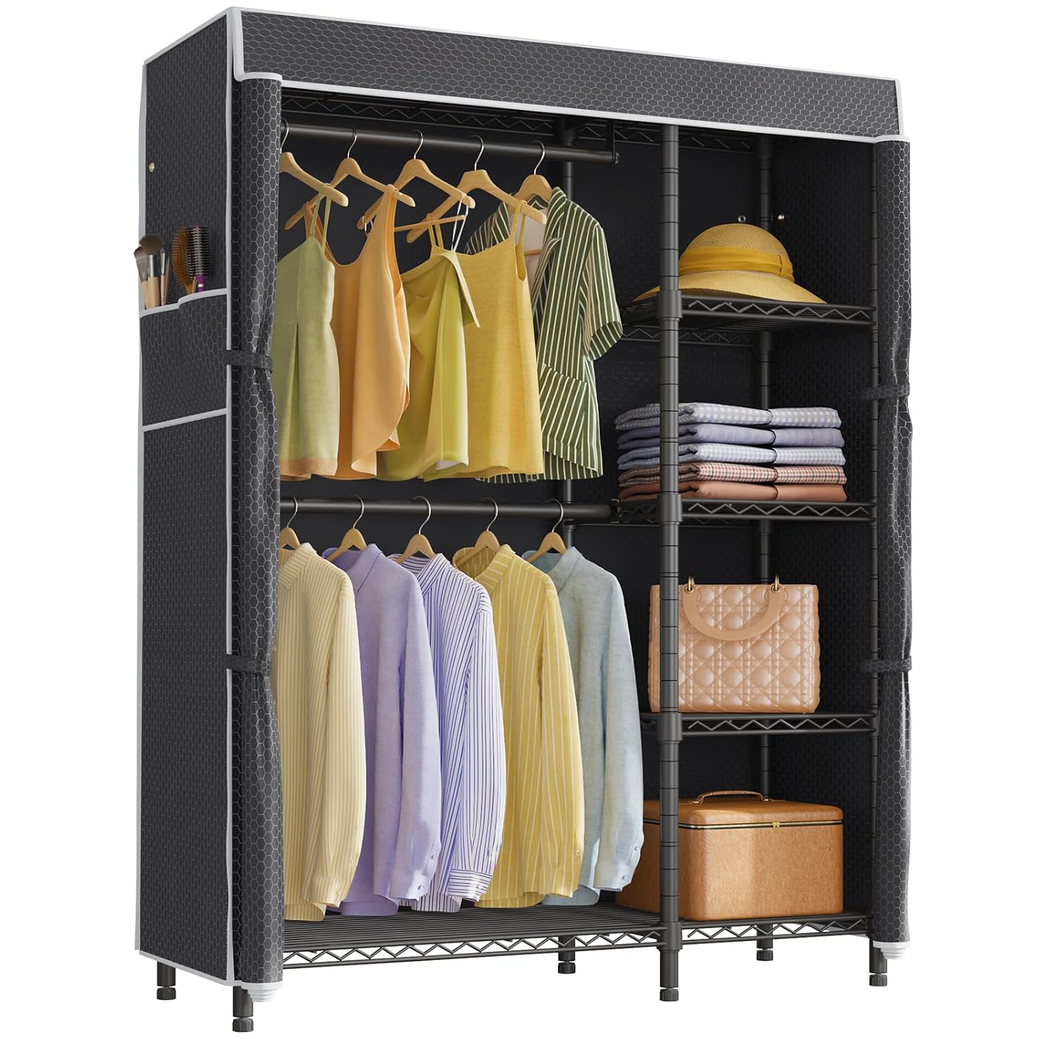 持ち運び可能なクローゼット兼ワードローブ。丈夫な素材で作られ - Wardrobe Closet Portable Fabric Cover のレビューと価格