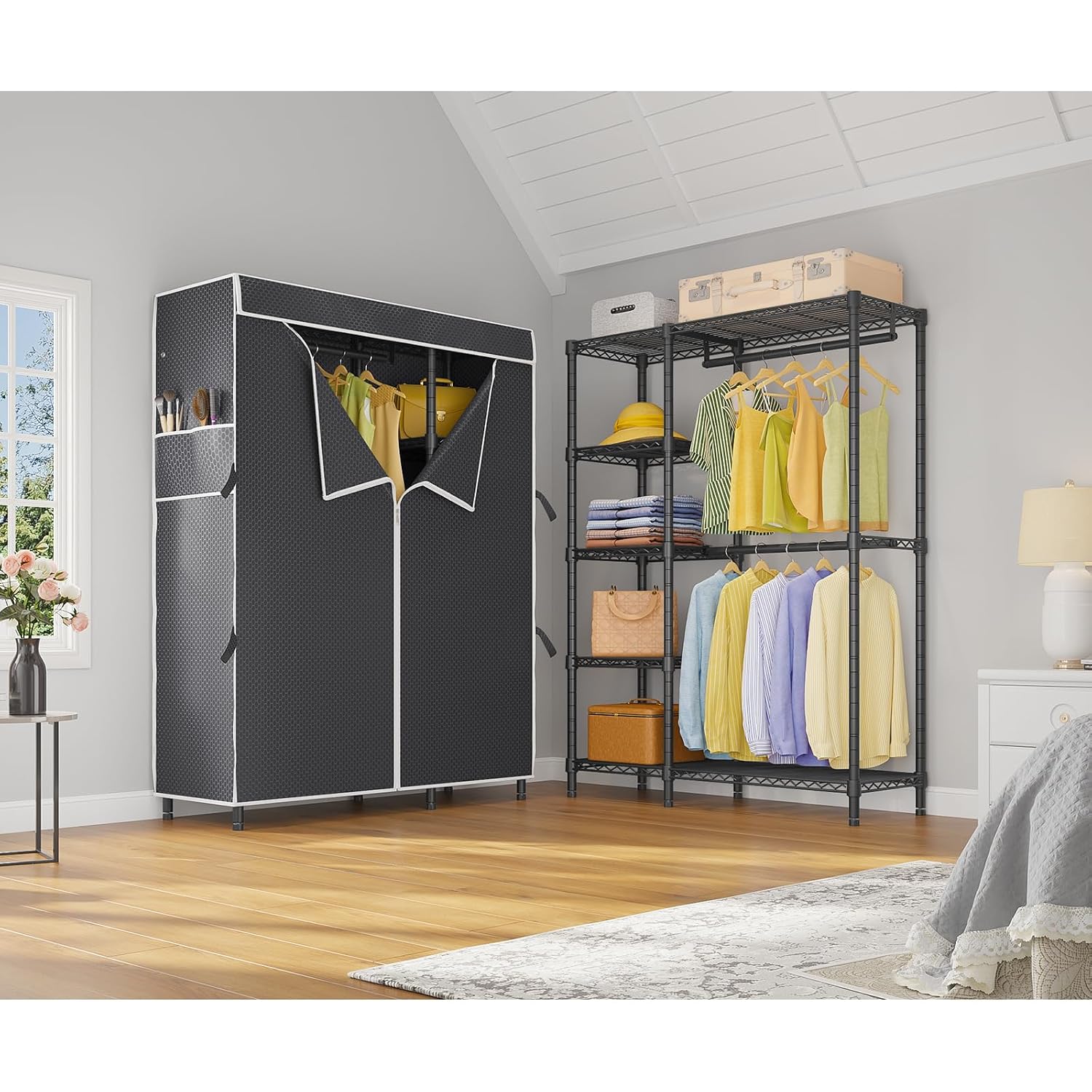 持ち運び可能なクローゼット兼ワードローブ。丈夫な素材で作られ - Wardrobe Closet Portable Fabric Cover のレビューと価格
