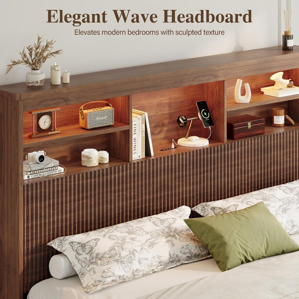 4つの収納引き出し付きのキングサイズベッドフレーム、ブラウン - King Size Bed Frame With Storage Drawers のレビューと価格
