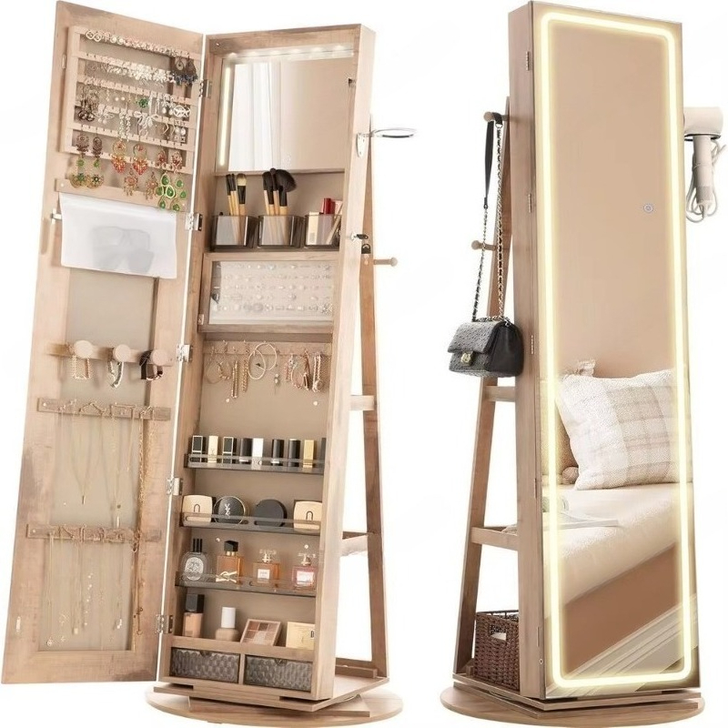 スタンドミラー付きジュエリーキャビネット、360度 °    - Full Length Mirror Jewelry Armoire のレビューと価格
